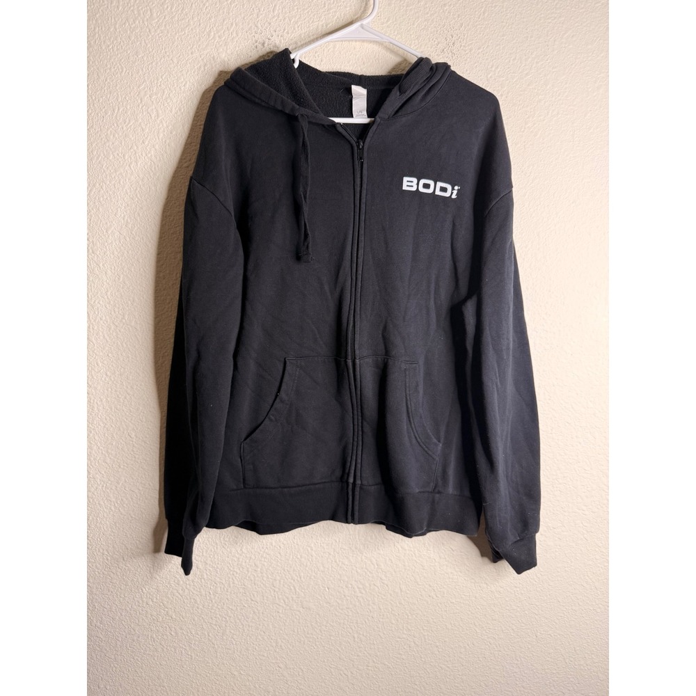 BODi Alternative Apparel Black Zip Up Hoodie Sweatshirt Beachbody Fitness L